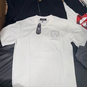 Chrome Hearts White Short Sleeve Tee with Embroidered Logo